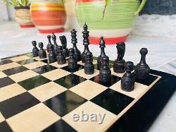 Christmas Gift Black Ebony Non Magnetic Flat Chess Board With Coins Travel Chess