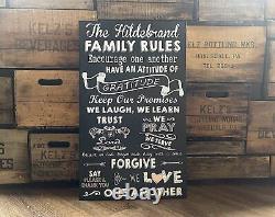 Christmas Gift, Family Rules Sign, Personalized Family Name Canvas