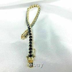 Christmas Gift Lab Created Black Diamond Wedding Bracelet 14k Yellow Gold Plated