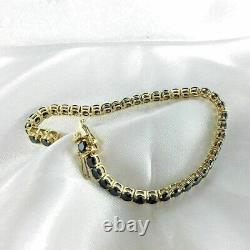 Christmas Gift Lab Created Black Diamond Wedding Bracelet 14k Yellow Gold Plated