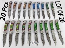 Christmas Gift of 20 Pcs Forged Damascus Steel Folding Pocket Knives Lot 137