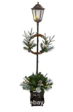 Christmas Lamp Post PreLit Greenery In Out Door Gift Decor Iron LED Fairytale