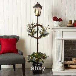 Christmas Lamp Post PreLit Greenery In Out Door Gift Decor Iron LED Fairytale