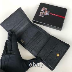 Christmas gift Prada tri-fold wallet Black Unisex