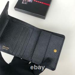 Christmas gift Prada tri-fold wallet Black Unisex