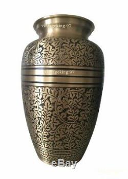 Cremation Urns Adult For Human Ash Brass Funeral Urn Black & Gold Christmas Gift