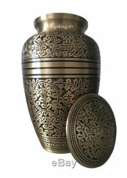 Cremation Urns Adult For Human Ash Brass Funeral Urn Black & Gold Christmas Gift