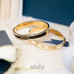 Custom Roman Numeral Date Bangle, Wedding Luxury Gift Gold Bracelet For Wife