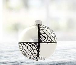 (D) Black & White 4-pc Round Holiday Ornament Set, Christmas Tree Decoration