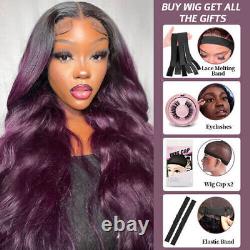 Deep Purple Ombre Body Wave Wig 13x4 Lace Front Human Hair Wigs Christmas Gifts