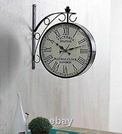 Double Sided Black Wall Clock 8 Inch Antique Station Nautical Christmas gift