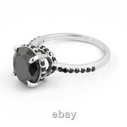 Elegant 4 Ct Black Diamond Ring Around With Black Accents! Christmas Gift