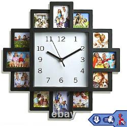 Family Love Picture Wall Clock 12 Multi Photo Frame Gift Home Decor Modern Fun
