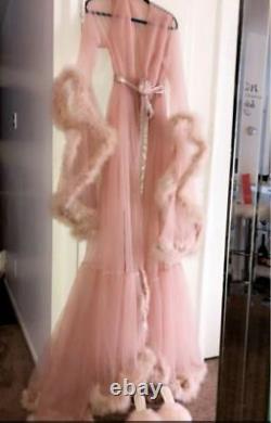 Feather Robe Sexy Night Gown Bridal Burlesque Vintage Lingerie Christmas Gift