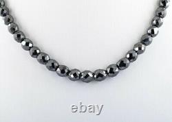 Genuine 6 mm HOT-BLACK DIAMOND NECKLACE 34 Inches Certified! Birthday Gift