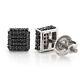 Gift 1ct Lab-created Black Diamond Cluster Square Stud Earrings In 925 Silver