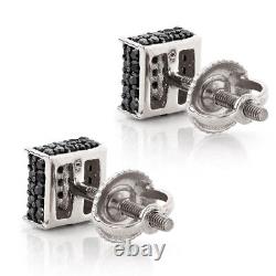 Gift 1Ct Lab-Created Black Diamond Cluster Square Stud Earrings in 925 Silver