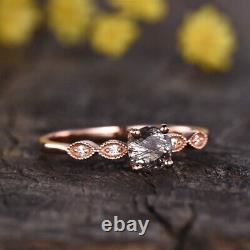 Gift For Her 14k Gold Rutilated Quartz Diamond Engagement Victorian Wedding Ring