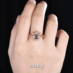 Gift For Her 14k Gold Rutilated Quartz Diamond Filigree Set Statement Ring