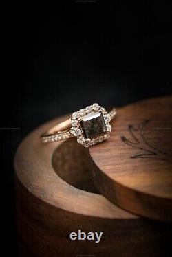 Gift For Her 14k Rose Gold Natural Diamond Salt and Pepper Band Wedding Ring
