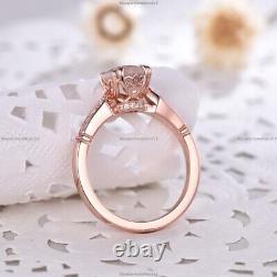 Gift For Her 14k Rose Gold Rutilated Quartz Diamond Engagement Band Wedding Ring