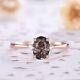 Gift For Her 14k Rose Gold Rutilated Quartz Diamond Wedding Art Deco Ring