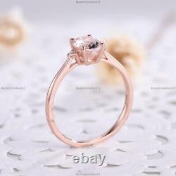 Gift For Her 14k Rose Gold Rutilated Quartz Diamond Wedding Art Deco Ring