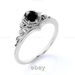Gift For Her 14k White Gold Spinal Diamond Engagement Victorian Wedding Ring