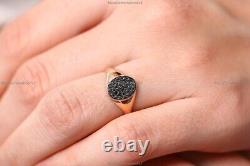 Gift For Her 14k Yellow Gold Diamond No Stone Micro-Pave Band Birthday Ring