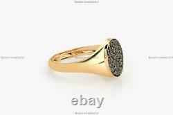 Gift For Her 14k Yellow Gold Diamond No Stone Micro-Pave Band Birthday Ring