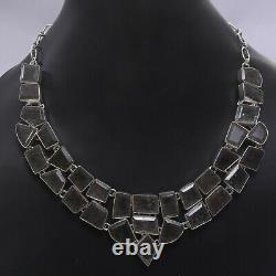 Gift For Her 925 Sterling Silver Black Rutile Gemstone Jewelry Necklace 9681