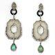 Gift For Her Silver Crystal Quartz Opal Black Onyx Victorian White Earrings