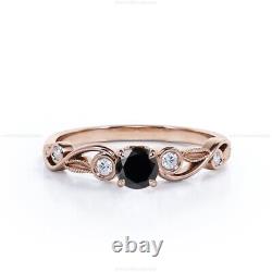 Gift For Mom Stackable Fine Birthday Ring 14k Rose Gold Spinal Diamond Gemstone