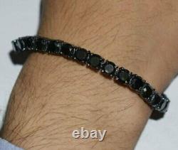 Gift Men's 4Ct Lab-Created Black Diamond Tennis Bracelet 14K Black Gold over 925