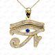 Gift Simulated Sapphire & Diamond Studded Evil Eye Pendant Necklace In 925
