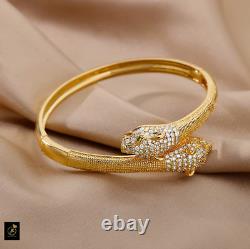 Gift for Her 6 Ct Simulated Diamond Snake Bracelet Bangle 925 Silver Gold Plated