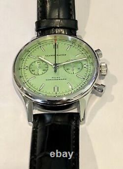 Glamor Master Pistachio Green Leather Mechanical Watch Seagull Mvmt. No Reserve