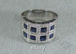 Gold Plated 925 Silver 2.10Ct Simulated Blue Sapphire Engagement Men's Ring