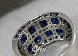 Gold Plated 925 Silver 2.10Ct Simulated Blue Sapphire Engagement Men's Ring