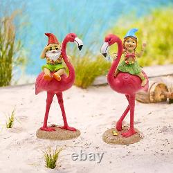 Goodeco 2Pack Gnome Riding Flamingo Figurines Flamingo Gifts for Women, Adorabl
