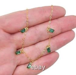 Green Emerald Necklaces 14K Yellow Gold Over 18 Chain Necklace Wedding Gift