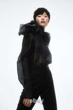 H&M Studio UK8 US4 EUR36 Black Flounce-trimmed top Designer Xmas gift NYE Party