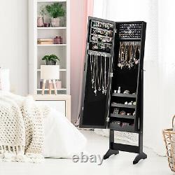Jewelry Mirrored Cabinet Armoire Organizer Storage Box with Stand Christmas Gift