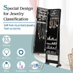 Jewelry Mirrored Cabinet Armoire Organizer Storage Box with Stand Christmas Gift