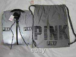 LOT Victoria Secret Pink REFLECTIVE ANORAK SWEAT SHIRT HOODIE BACKPACK BAG XS S