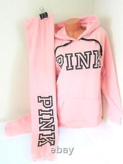 LOT Victoria Secret Pink ROSY NECTARINE LOGO PULLOVER HOODIE CLASSIC PANT XL SET