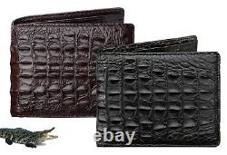 Leather Bifold Wallet, Men Wallet Christmas Gift for Him, Double Sided Crocodile