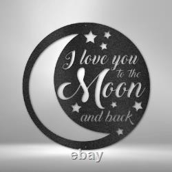 Love To The Moon and Back Metal Wall Decor Birthday Valentines Christmas Gift