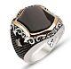 Luxury Turkish Ottoman 925 Sterling Silver Mens Ring With Black Onyx Stone Usa