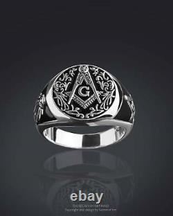 Masonic Ring Silver 925 Classic Master Mason Freemason jewelry gift size 8-13 US